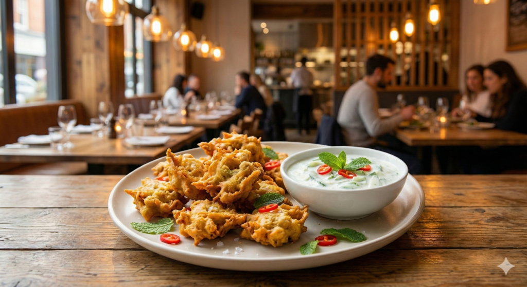 Chickpea pakoras made with chickpea flour and fresh vegetables