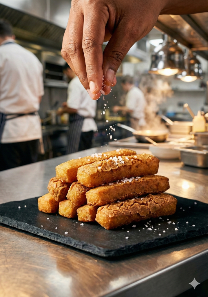 Crispy deep-fried pap fingers served with spiced mayonnaise