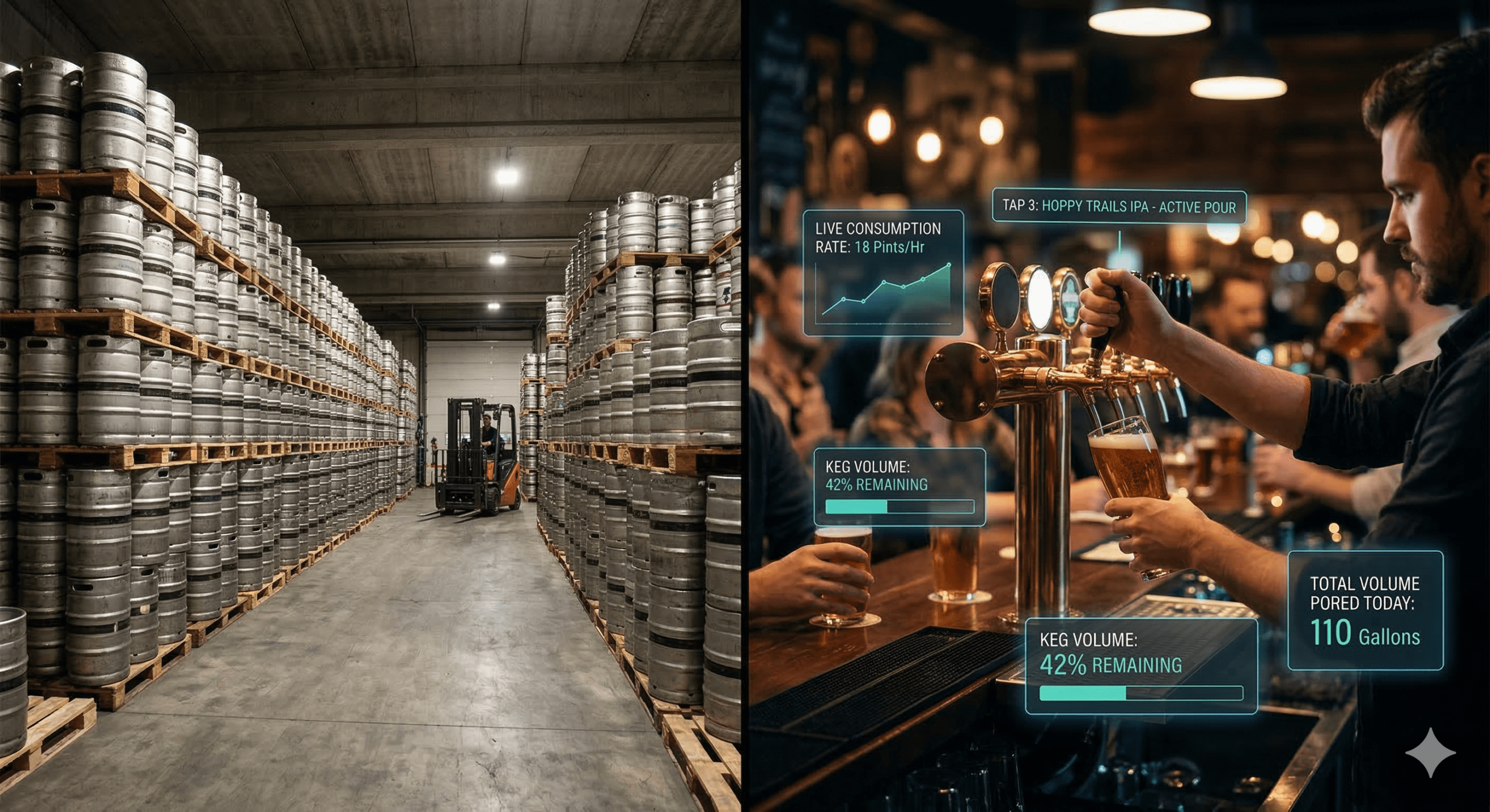 Hospitality operator analyzing beverage yield data on central platform
