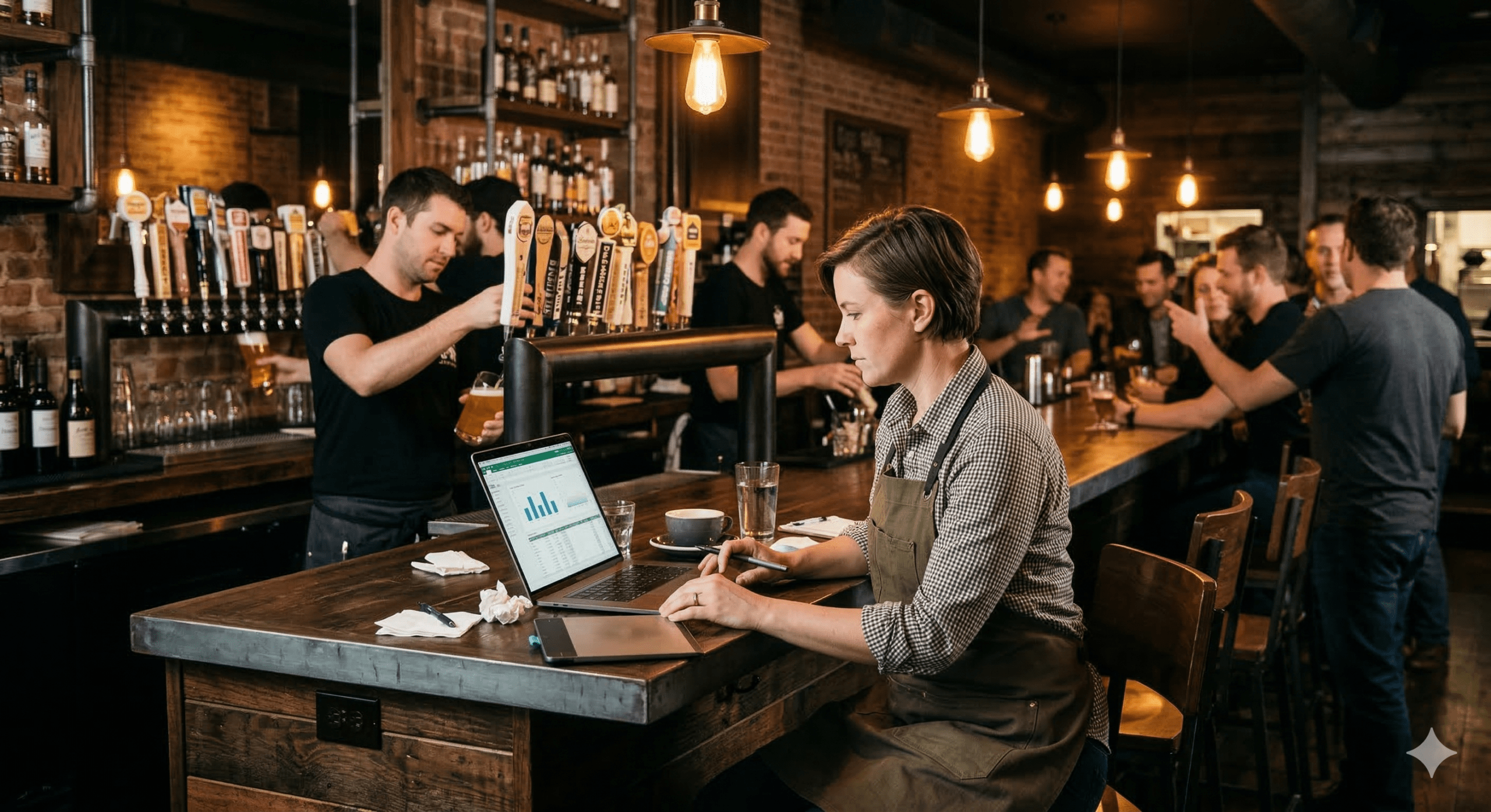 Hospitality operator analyzing beverage yield data on central platform