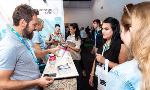 Hostex visitors at the Beverage Seal stand
